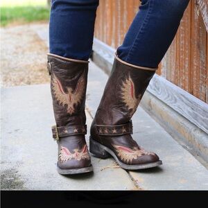 Old Gringo Eagle Leather Motorcycle Boots 8.5 like new